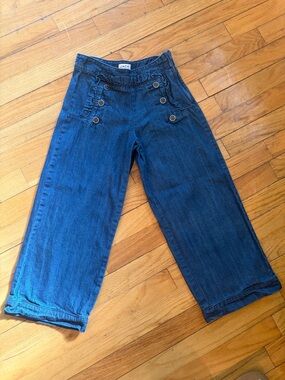 JACK High-Waist Wide Leg Sailor Jeans in Dark Blue with Ruffle detail size 8